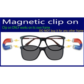 Circleperson Clip on Sunglasses 2 in 1 Magnetic glasses Polarized for Men Women (Black/plum)