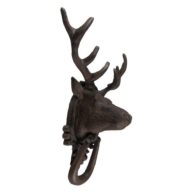 Antiqued Finish 8 Point Buck Deer Door Knocker