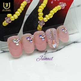 Graduation party handmade nail tips - Short ballerina / 졸업파티 수제네일팁 - 숏발레리나