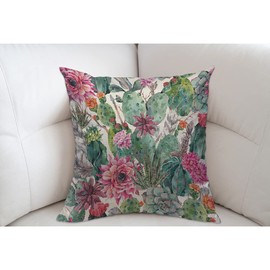 Mugod Cactus Cushion Cover Throw Pillow Covers Cacti Succulent Flowers Twigs Feathers Arrows Pillow Case for Men Women Decorative Home Sofa Chair Couch 45x45cm/18x18 Inch