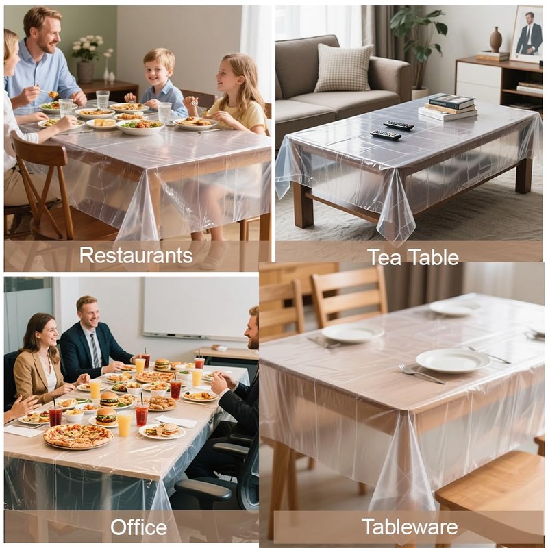 Transparent Tablecloth, Transparent Table Film, Transparent PVC 0.13 mm Thick,
