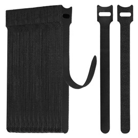 WSZJINB Pack of 50 Velcro Cable Ties, Resealable, Black Cable Velcro Cable Ties, Reusable, Cable Velcro Velcro Tape for Cable Management, Cable Organiser, Length 20 cm