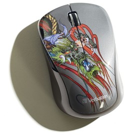 Verbatim Wireless Notebook Multi-Trac Blue LED Mouse, Tattoo Series, Dragon 98612
