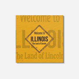 Unbranded Illinois USA State Grunge Retro 4'' X 4'' Square Wooden Coaster