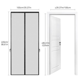 Tanice Fly Screen Patio Door 100 x 220 cm Magnetic Balcony Fly Screen Door Magnetic Curtain Fly Curtain for Balcony Door, Black