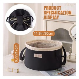 Drawstring Makeup Bag Large Cosmetic Bag Women Toiletry Organizer Cosmetic Pouch for Lazy Ladies Black