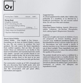 Dong Quai 2000mg Tablets | 2mg Ligustilide Content | Food Supplements | by Oxford Vitality
