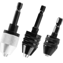 Shallho Keyless Drill Chuck - 1/4 Inch Hex Shank Drill Adapter, Quick Change Converter Extension Screwdriver Drill Adapter for Hammer Drill (0.3-6.5 mm, 0.3-3.6 mm)