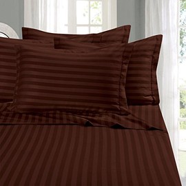 Elegant Comfort Best, Softest, Coziest STRIPE Sheets Ever! 1500 Thread Count Egyptian Quality Luxury Silky-Soft Wrinkle & Fade Resistant 4-Piece Bed Sheet Set, Deep Pocket Up to 16" -King Chocolate Brown