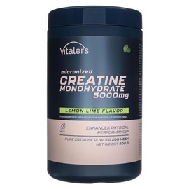 Vitaler's Kreatin Monohydrat - Bioverfügbares, Mikronisiertes 200 mesh, Gut Löslich, Zitrone-Limette, 100% Reine Pulver ohne Zusätze, Vegan - 500g, 100 Portionen