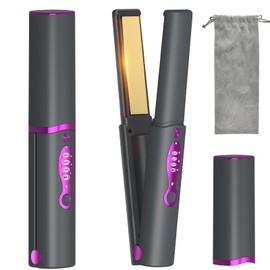 Glätteisen Kabellos, 2 in 1 Haarglätter und Lockenwickler, Mini Tragbares Reiseglätteisen 3 Einstellbare Temperaturen mit 5000mAh Akku für Reisen und Hause