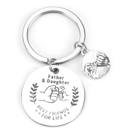 SHTALHST Father & Daughter Keychain Funny Keycharms Gifts BEST FRIENDS FOR LIFE Birthday Gift Keyring for Dad or Daughter