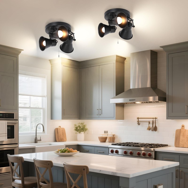 KEESFU Adjustable 3-Light Track Lighting with Pull Chain Switch, Modern