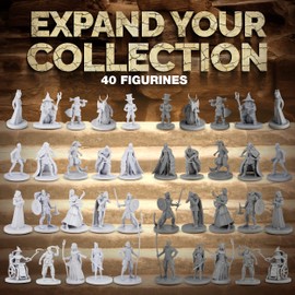 Path Gaming Town Folks Set, 40 Fantasy Tabletop Miniatures for Dungeons and Dragons. 28MM Scaled, 20 Unique Designs, Bulk Unpainted Miniatures, Great for D&D