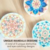 Mandala Ceramic Absorbent Coasters Set of 6 with Holder, Marble