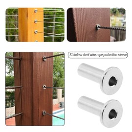 Create idea 24Pcs Cable Railing Protection Sleeves Fit for 1/8" 5/32" 3/16" Cable Railing 316 Stainless Steel Protective Sleeves Silver