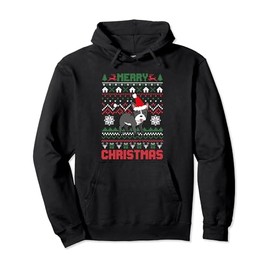 Funny Merry Ugly Christmas Sweater French Bulldog Santa Hat Pullover Hoodie