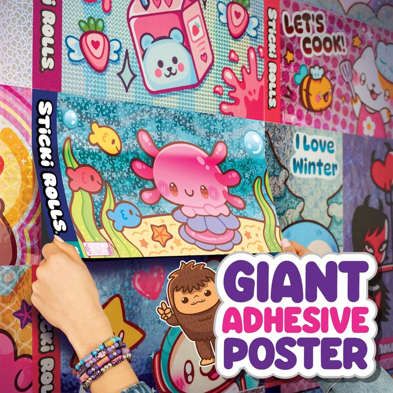 Sticki Rolls Jumbo Stickies, Giant Re-Stickable Foil Stickers, Unique Kawaii