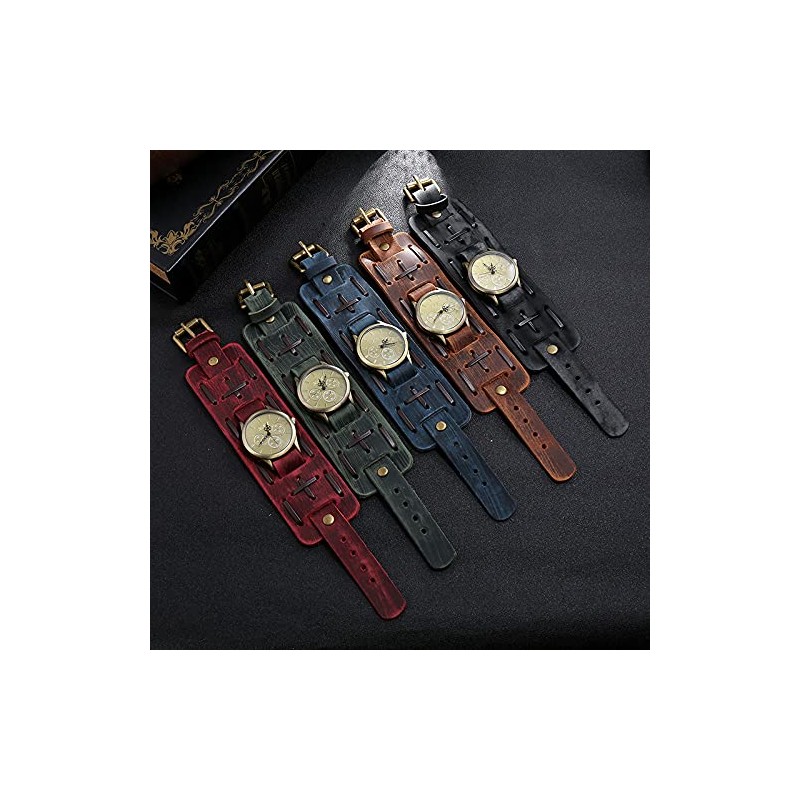 Punk Men's Watch Retro Do Old Style Braided Leather Bracelet