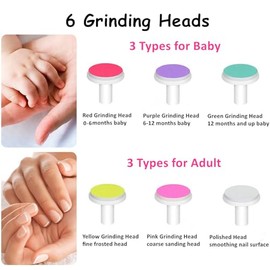 Baby Nail File Electric, Easy & Safe Baby Nail Trimmer for Newborn Infant Toddler, Whisper-Quiet Baby Nail Clipper, 6 Grinding Heads, Green, Baby Show