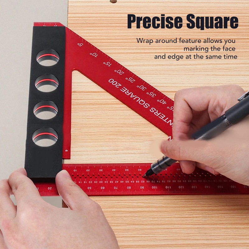 Carpenter Square Precise Aluminum Alloy Multifunctional Woodworking Scribe Ruler Square
