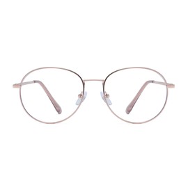 LJCZKA Round Blue Light Filter Glasses Without Prescription - Retro Blue Light Glasses Photochromic for Women Men Computer Glasses Nerd Glasses Decorative Glasses, Rose Gold
