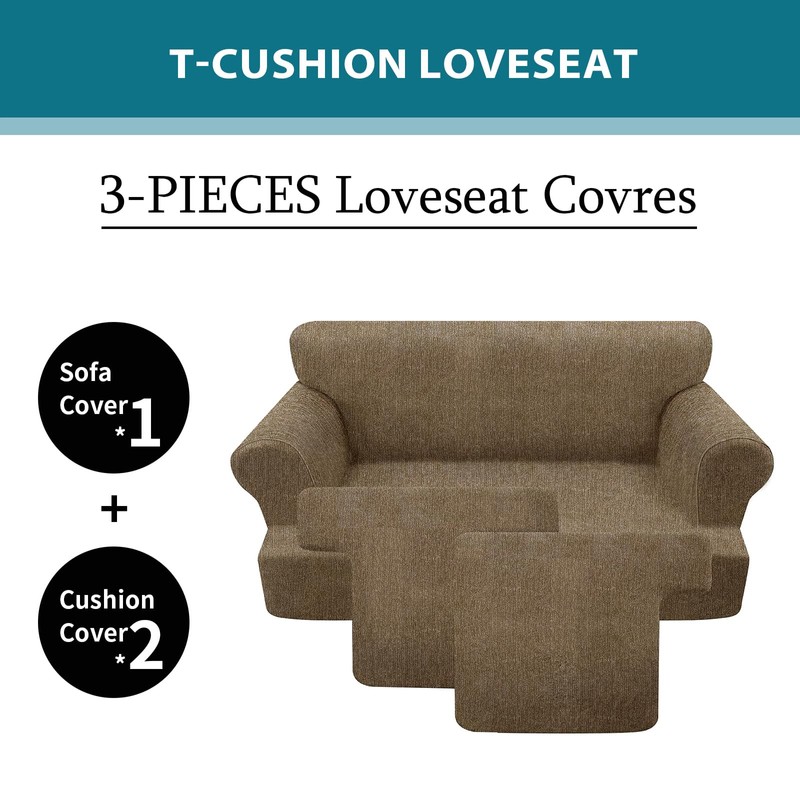 Jcones T Cushion Loveseat Slipcover 3 Pieces Sofa Covers for