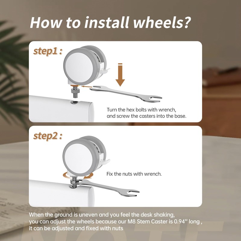 JOY worker Lockable Stem Caster Wheels Set of 4, Metric