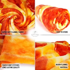 Zulay Pepperoni Pizza Blanket - Novelty Big Pizza Blanket Adult and Kids - Premium Soft Flannel Round Pepperoni Blanket for Indoors, Outdoors, Travel, Home and More, 285 GSM - 71 Inches