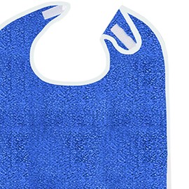 harayaa 3 x Adult Terry Cloth Bibs Clothes Protector Adjustable Large Feeding Bibs for Adults and Seniors, blue