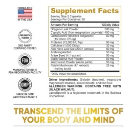 Pure Peak Suplemento Intestinal Candida Cleanse Cápsulas Hierbas Antifúngicas 60 pzas