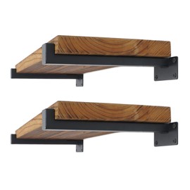 EZYDECOR 4Pcs Shelf Brackets 4 Inch Black Floating Shelf Bracket Heavy Duty Brackets for Shelves Wall Mounted Shelf Support with Lip