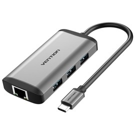 VENTION 0.15M Gray HDMI USB Type C Docking Station