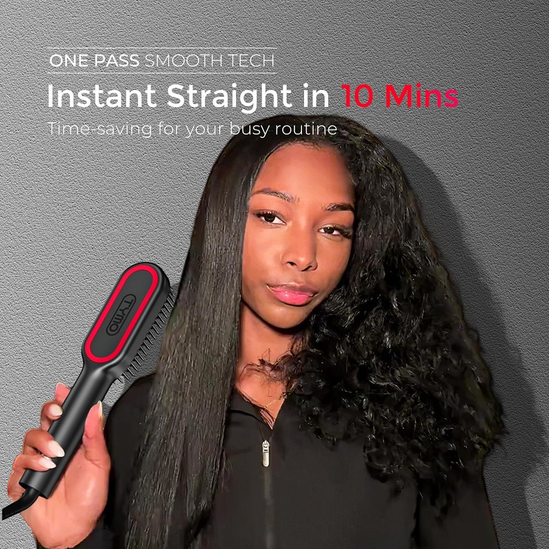 TYMO Hair Straightener Brush - Upgraded Ionic Compact Straightening Brush