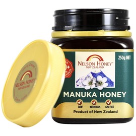 Nelson Honey Natural Manuka Honey, 200+MG Factor, 250g (.55lbs), Genuine New Zealand non-GMO - BPA Free Jar - 100% guaranteed (Ability to easily access test results by using the Jar Batch code feature)
