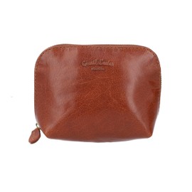 Gusti Leder Studio "Leo" Genuine Leather Cosmetic Make-Up Beauty Bag Travel Pouch Waterproof Lining Vintage Unisex Red Brown 2A5-20-2wp