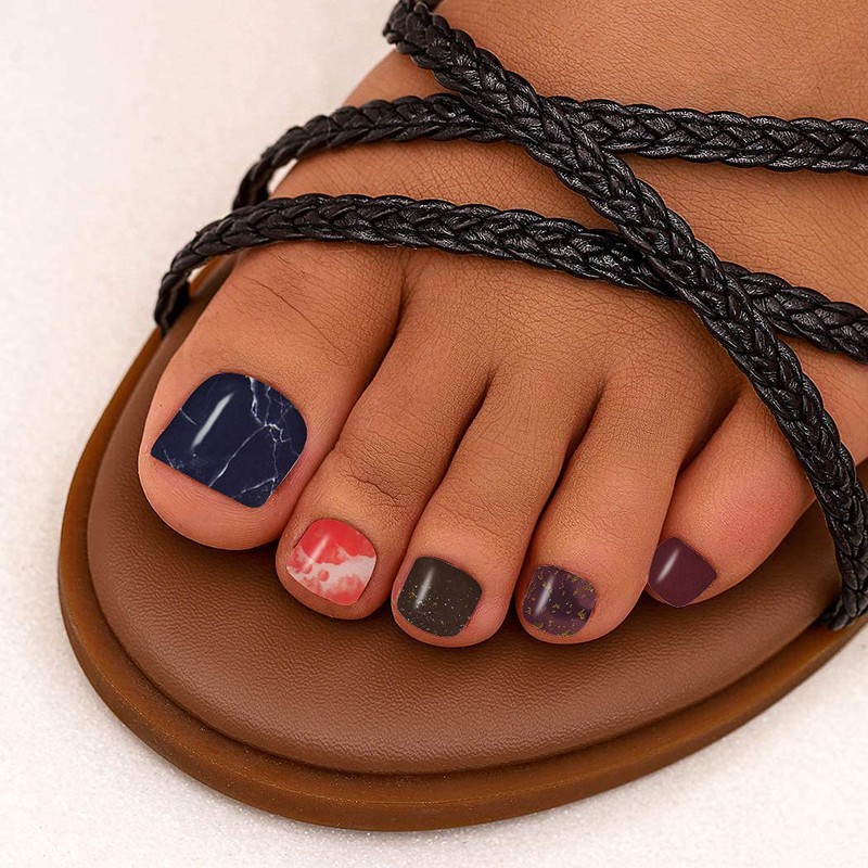 JERCLITY 24 Sheets Gradient Color Marble Nail Polish Strips Adhesive