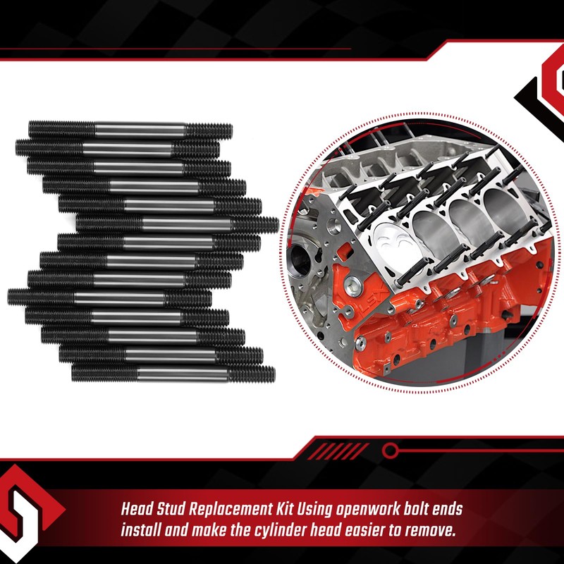 ISINFLASH 12-Point Cylinder Gasket Head Stud Bolt Set Compatible with