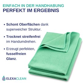 Elexaclean Microfibre Drying Cloth, Premium Waffle Cloth (60 x 40 cm) Super Soft Quality for Car, Glass, Kitchen, Crockery, Bathroom