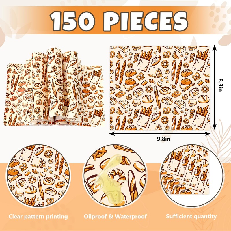 JarThenaAMCS 150Pcs Baking Wax Paper Deli Paper Sandwich Wrap Tissue