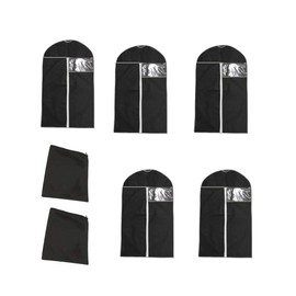 YOFASEN Garment & Shoe Bags - 7PCS Black Non-woven Fabrics Foldable Bag Dustproof Organizer Covers Protectors,Cloth Cover(120x60cm)*5+Shoe Bag*2
