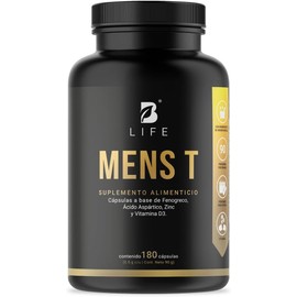 Mens T Vitaminas Para Hombre de 90 Cápsulas. Ingredientes naturales Fenogreco, Ácido Aspártico, Arginina, Zinc y D3. Precursor Natural B Life.