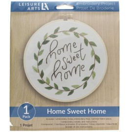 Leisure Arts Embroidery Kit 6" Home Sweet Home - Embroidery kit for Beginners - Embroidery kit for Adults - Cross Stitch Kits - Cross Stitch Kits for Beginners - Embroidery Patterns