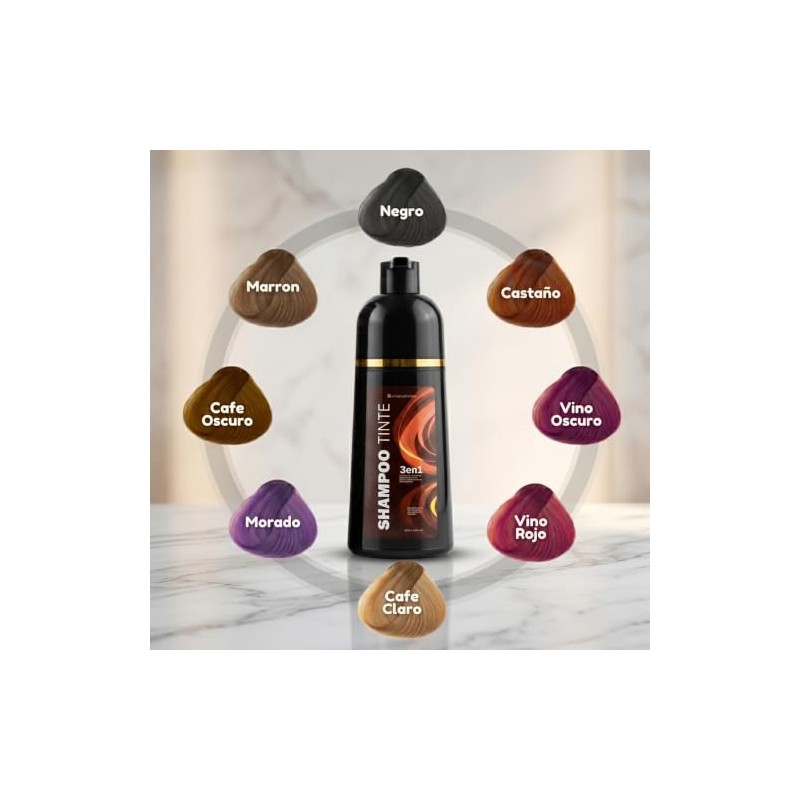 Shampoo con Tinte Instantáneo Cubre Canas Natural 500ml Ingredientes Naturales