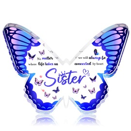 xipixiao Gift for Sister Friendship Gifts for Women Birthday Gift Engraved Acrylic for Birthday Christmas Thanksgiving Butterfly Keepsake Paperweight Home Office Table Shelf
