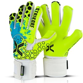 StrikoreX Wild Hawk Professional Goalie Gloves (Sizes 7-10) Pro Fingersaves & 4+3mm Contact Grip | High Performance Pro-Level Goalkeeper Gloves | Based in The USA (Flu Yellow, 7)