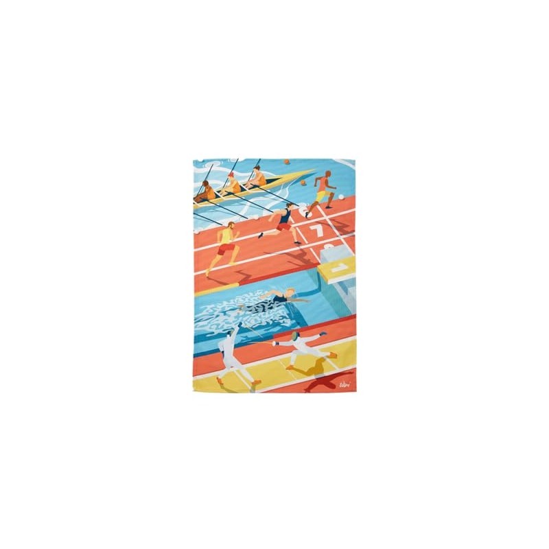Coucke Wim' Les Athletes Printed Cotton Tea Towel 50 x