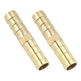sourcing map 2 Pcs Brass Hose Barb Fitting Straight Connector Coupler, 5/16" ID Brass Fitting Air Hose Fittings for Connecting Water Fuel Air, Oil Hoses