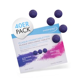 Oral Prevent Plaque Colouring Tablets - Tooth Colouring Tablets for Children/Adults - Chewable Tablets - Colouring Tooth Plaque - Erythrosin Free - Pack of 40