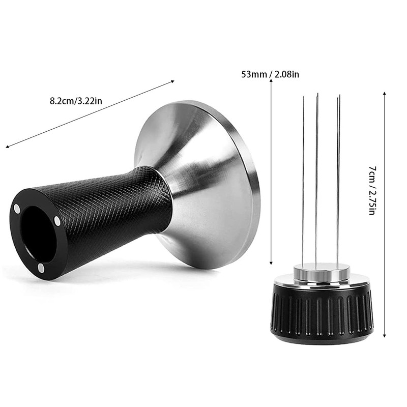 2 in 1 53mm Espresso Coffee Tamper with Stirrer Stainless